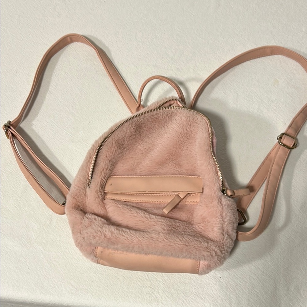 Faux Fur Pink Backpack